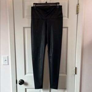 NWOT Amazon Sleek Black Faux Leather High Waisted Leggings - Size Large